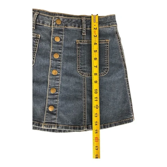 Altar’d State Denim Mini Skirt | Button Front | Size Small - Picture 6 of 7